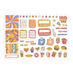 70S fast food theme sticker set, 70s groovy themed