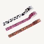 Aesthetic animal print washi tape in pink leopard, orange leopard, and cow print—perfect for journaling and scrapbooking.