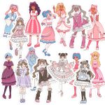 Kawaii Lolita anime girl sticker pack with intricate lace details, bonnets, and Victorian-inspired outfits.