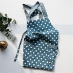 Polka Dot Cotton Apron - Blue