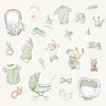 Green Unisex Baby Sticker Sheet