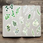 Handmade botanical sticker grab bag with 25 unique green plant designs.