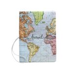 World Map Passport Cover - Light Blue