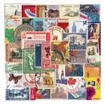 Vintage Stamps Vinyl Stickers 50 Pack