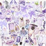 Purple aesthetic sticker grab bag with 25 hand-drawn stickers in soft lilac, lavender and violet tones.