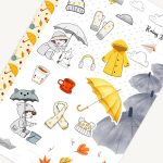 Rainy Day Sticker Sheet with Washi Strip