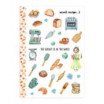 Retro Baking-Themed Sticker Sheet with Washi Strip