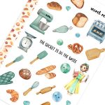 Retro Baking-Themed Sticker Sheet with Washi Strip