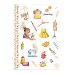 Sewing Themed Sticker Sheet with washi strip