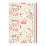 Handmade vintage floral washi strips in soft pink coral and seafoam green, perfect for nostalgic journaling and scrapbooking.