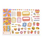 1970s theme Sticker set Fast Food