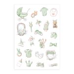 Green Unisex Baby Sticker Sheet