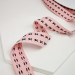 Pink Ribbon with Navy Cross-stitch